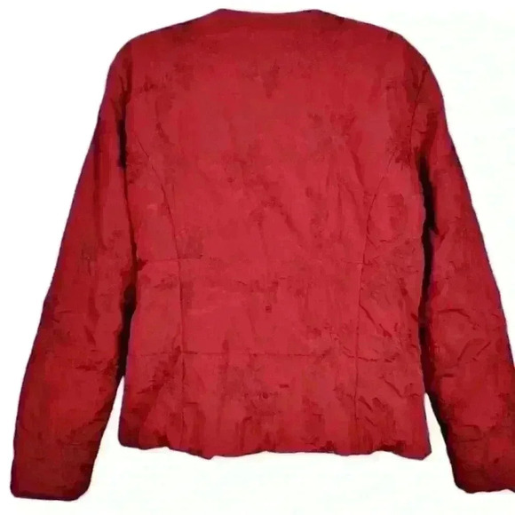 COLDWATER CREEK Woman's CRANBERRY RED cardigan Jacket QUILT Coat Fitted size 10 - Picture 4 of 6